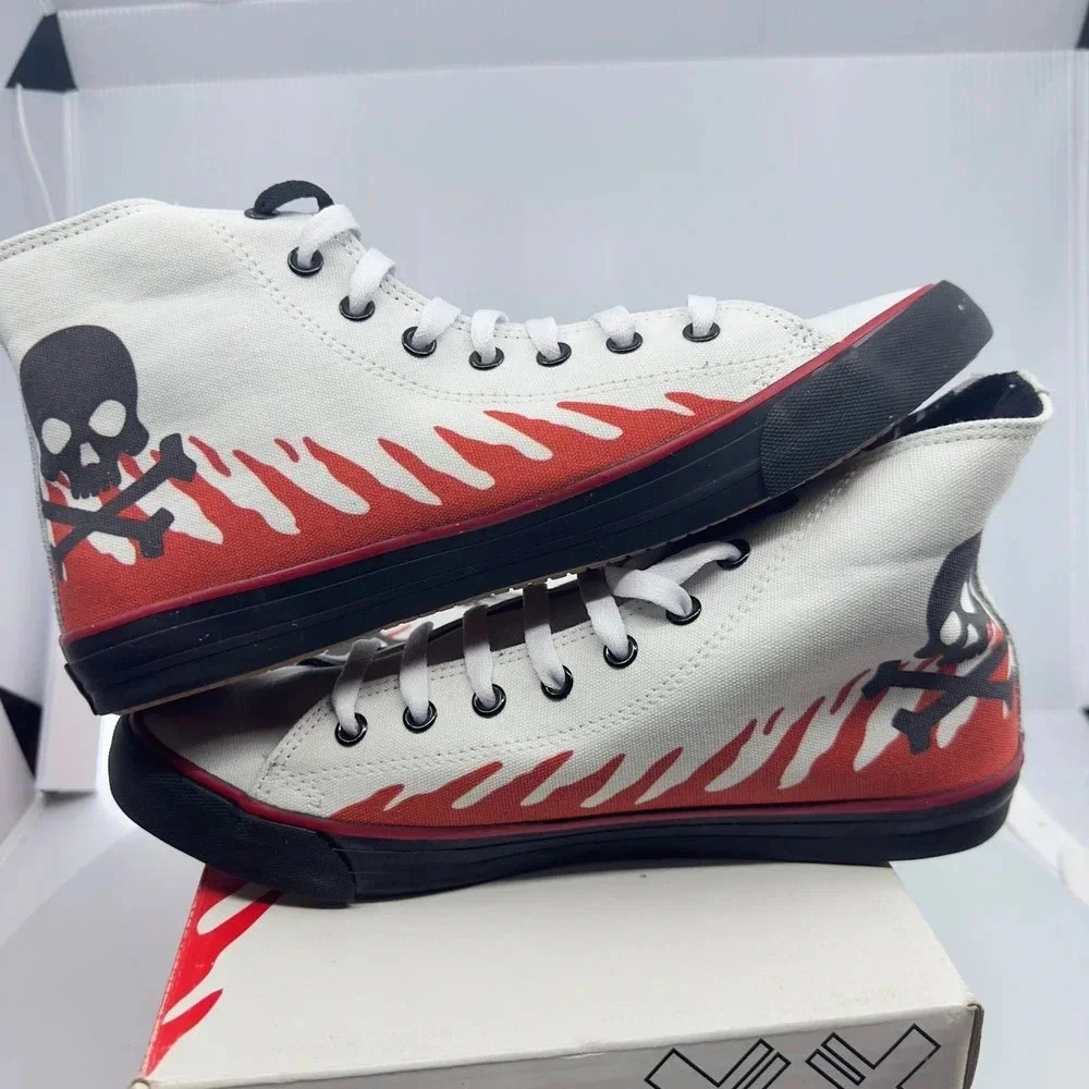 Blanx Mens Blanx Erre Fire Canvas Sneakers High Top White/Black Size 9.5 187155 - Picture 4 of 7